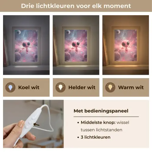 Roze - Alien - Planeten - Ruimte Light Box met kabel klein -USP_lichtkleurNL