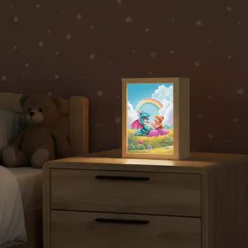 Prinses - Draak - Regenboog Light Box met kabel klein -sfeer1_kind