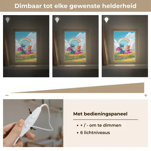 Prinses - Draak - Regenboog Light Box met kabel klein -USP_dimbaarNL