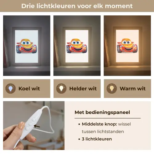 Raceauto - Oranje - Jongens - Kinderen - Auto Light Box met kabel klein -USP_lichtkleurNL