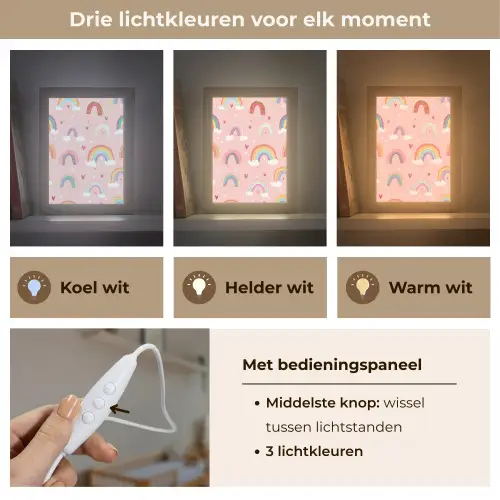 Regenboog - Patroon - Pastel Light Box met kabel klein -USP_lichtkleurNL