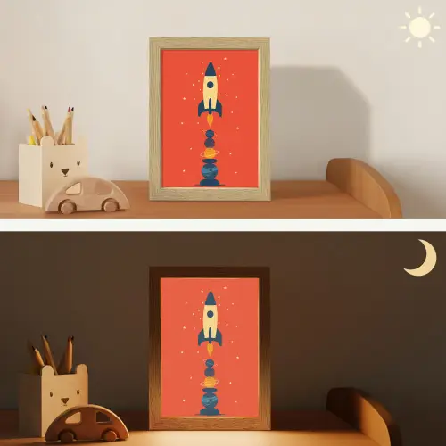 Raket - Planeten - Rood Light Box met kabel klein -sfeer3_kind