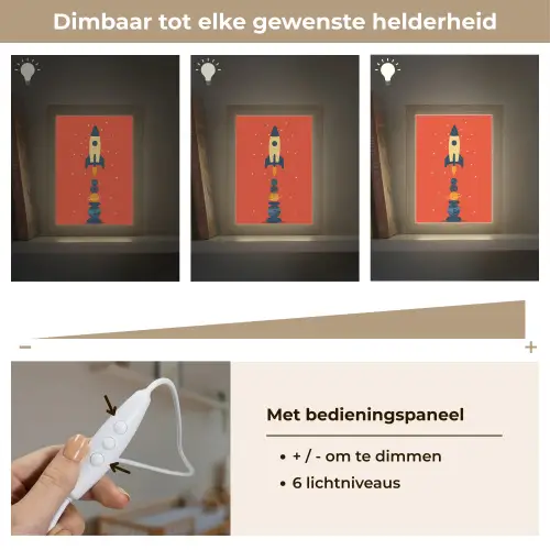 Raket - Planeten - Rood Light Box met kabel klein -USP_dimbaarNL