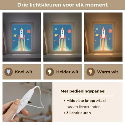 Raket - Planeten - Ruimte Light Box met kabel klein -USP_lichtkleurNL