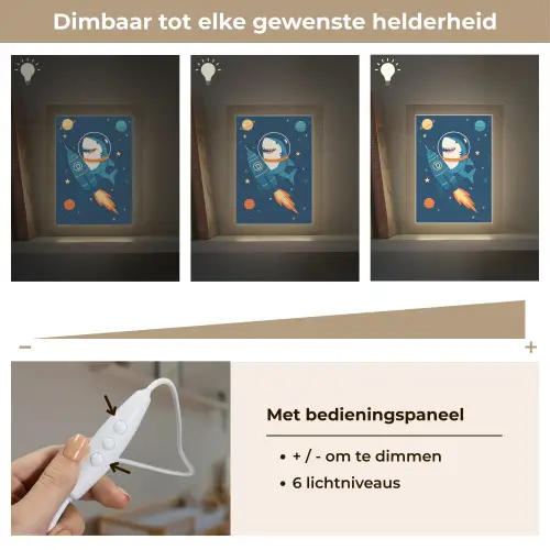 Raket - Haai - Ruimte Light Box met kabel klein -USP_dimbaarNL
