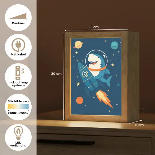 Raket - Haai - Ruimte Light Box met kabel klein -USP_NL