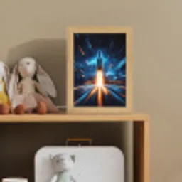 Raket - Ruimte - Blauw - Licht Light Box met kabel klein -sfeer2_kind