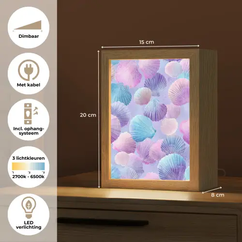 Schelpen - Paars - Blauw - Patroon Light Box met kabel klein -USP_NL