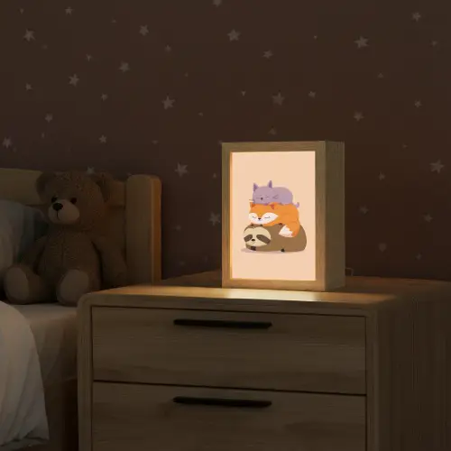Luiaard - Vos - Kat - Slaperig Light Box met kabel klein -sfeer1_kind