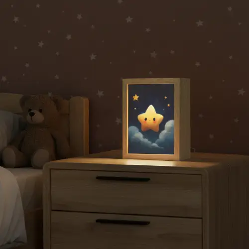 Ster - Gezichtje - Nacht - Wolken Light Box met kabel klein -sfeer1_kind