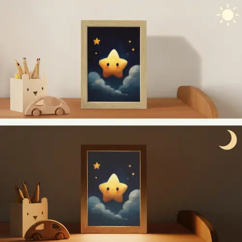 Ster - Gezichtje - Nacht - Wolken Light Box met kabel klein -sfeer3_kind