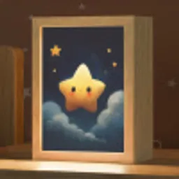 Ster - Gezichtje - Nacht - Wolken Light Box met kabel klein -zzz_3d_website
