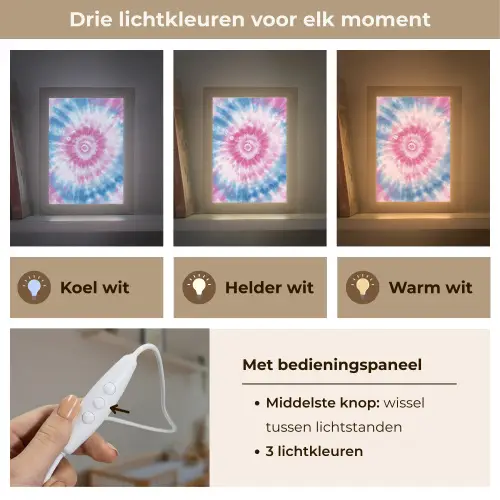 Tie-dye - Roze - Patroon Light Box met kabel klein -USP_lichtkleurNL