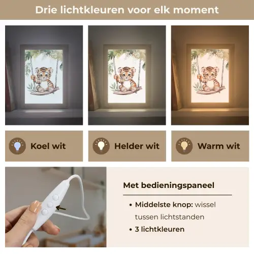 Tijger - Dier - Kinderen - Jungle Light Box met kabel klein -USP_lichtkleurNL