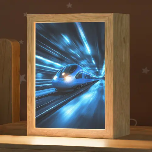 Trein - Blauw - Neon Light Box met kabel klein -zzz_3d_website
