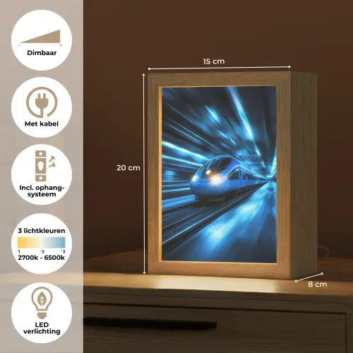Trein - Blauw - Neon Light Box met kabel klein -USP_NL