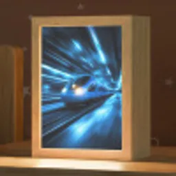 Trein - Blauw - Neon Light Box met kabel klein -zzz_3d_website