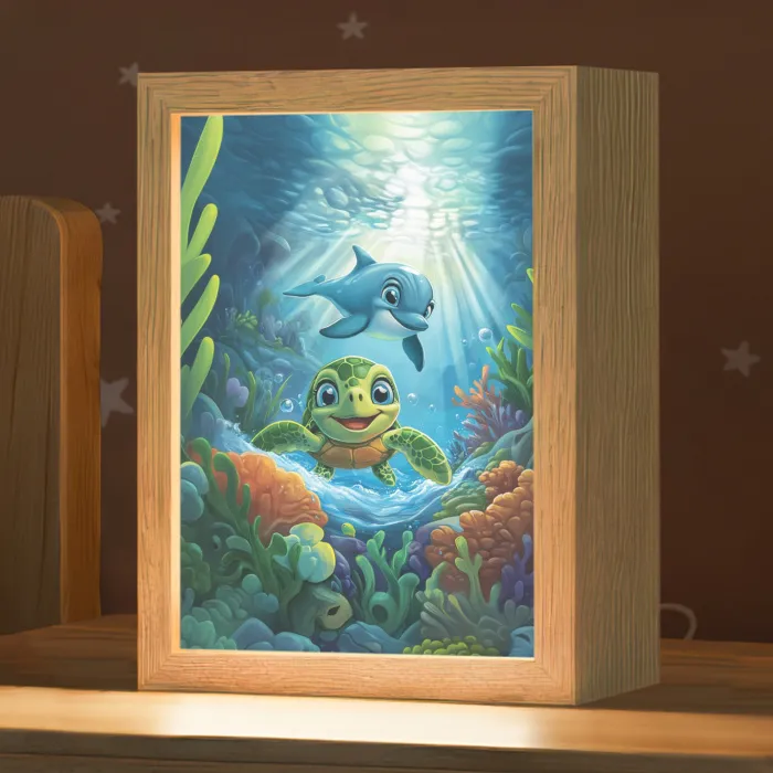Schildpad - Dolfijn - Oceaan Light Box met kabel klein -zzz_3d_website