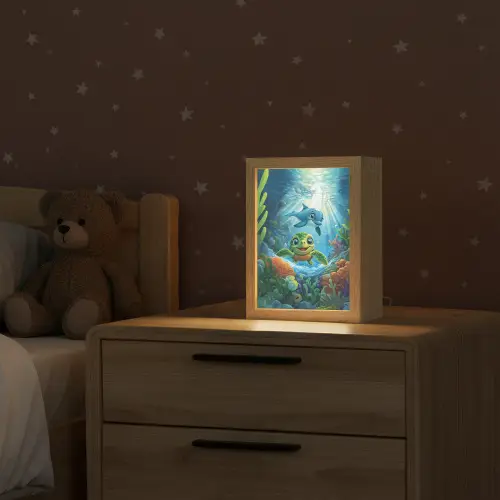 Schildpad - Dolfijn - Oceaan Light Box met kabel klein -sfeer1_kind