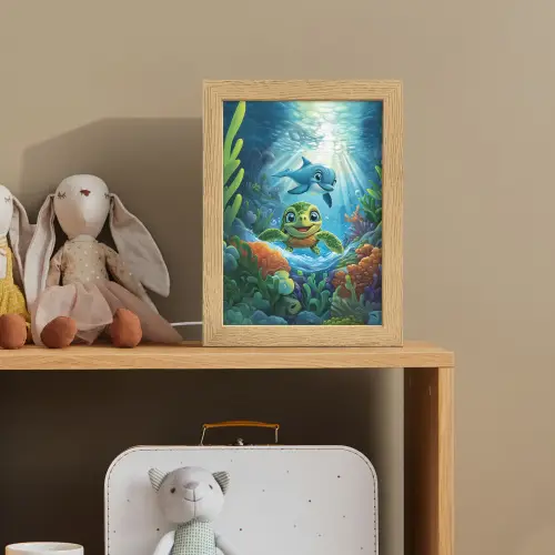 Schildpad - Dolfijn - Oceaan Light Box met kabel klein -sfeer2_kind