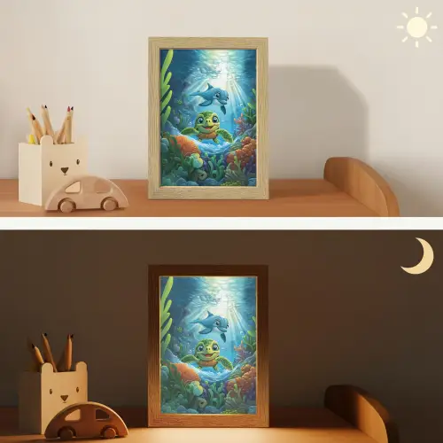 Schildpad - Dolfijn - Oceaan Light Box met kabel klein -sfeer3_kind