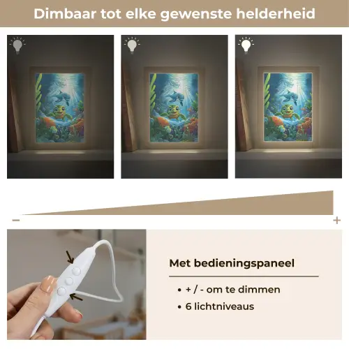 Schildpad - Dolfijn - Oceaan Light Box met kabel klein -USP_dimbaarNL