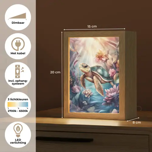 Schildpad - Bloemen - Onderwater Light Box met kabel klein -USP_NL