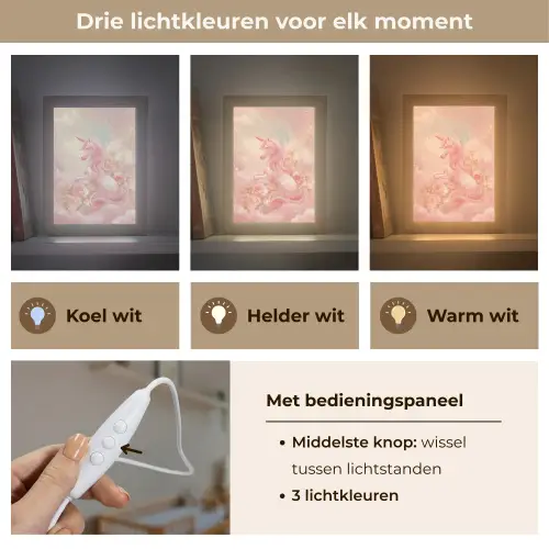 Eenhoorn - Wolken - Roze Light Box met kabel klein -USP_lichtkleurNL