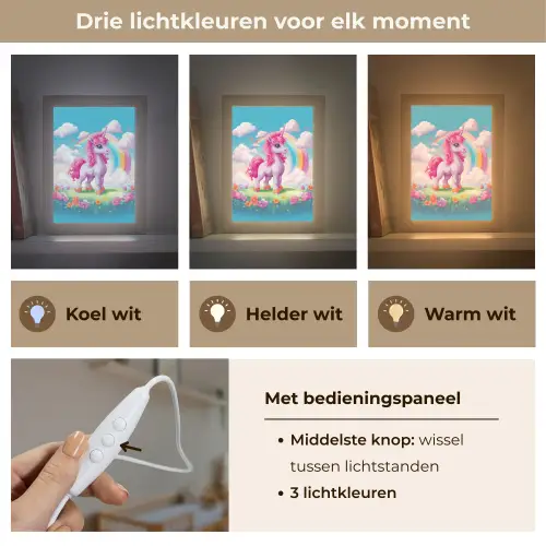 Unicorn - Meisjes - Bloemen - Regenboog - Eenhoorn Light Box met kabel klein -USP_lichtkleurNL