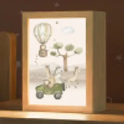 Wilde dieren - Safari - Watercolor - Luchtballon Light Box met kabel klein -zzz_3d_website