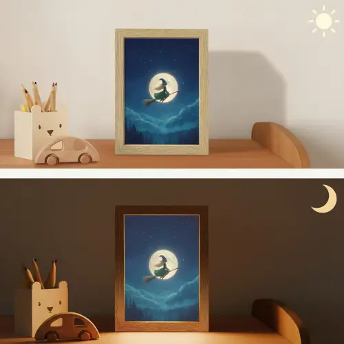 Heks - Volle maan - Sterrenhemel Light Box met kabel klein -sfeer3_kind
