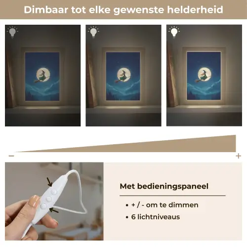 Heks - Volle maan - Sterrenhemel Light Box met kabel klein -USP_dimbaarNL