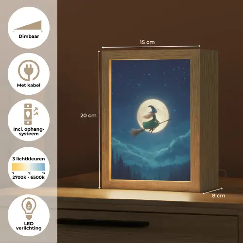 Heks - Volle maan - Sterrenhemel Light Box met kabel klein -USP_NL