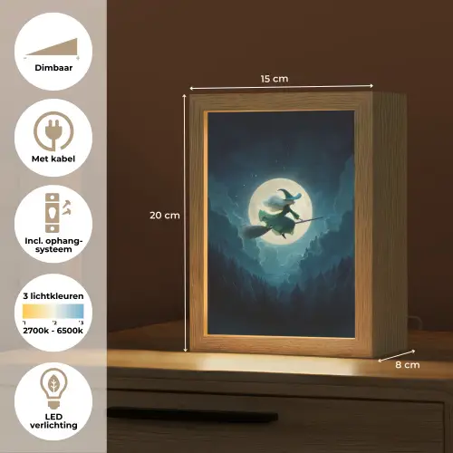 Heks - Maand - Bos - Magisch Light Box met kabel klein -USP_NL