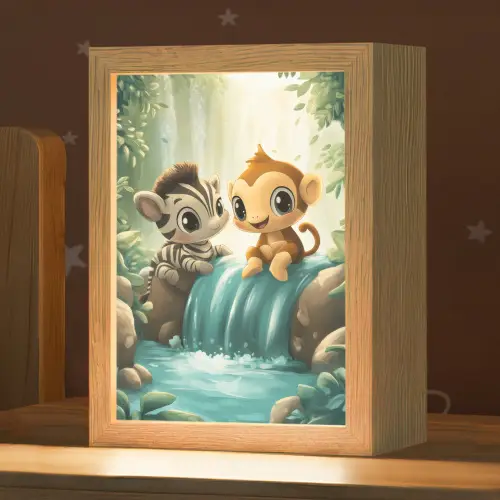 Zebra - Aap - Cartoon - Waterval Light Box met kabel klein -zzz_3d_website