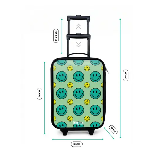 All smiles groen Kinderkoffer - Zwart klein -productfoto_formaten