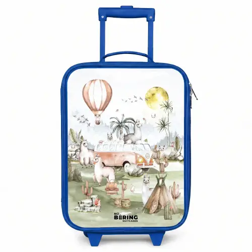 Alpaca avontuur Kinderkoffer - Blauw klein -3d