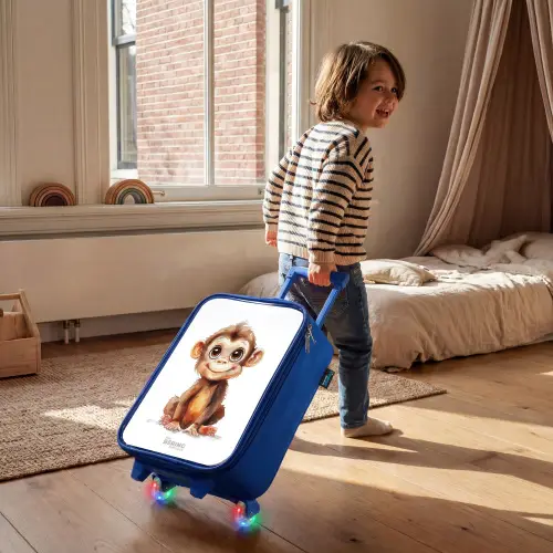 Baby aap Kinderkoffer - Blauw klein -sfeer1