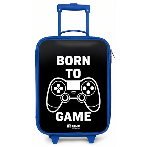 Born to game met controller Kinderkoffer - Blauw klein -zz3dotto