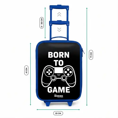 Born to game met controller Kinderkoffer - Blauw klein -productfoto_formaten