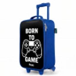 Born to game met controller Kinderkoffer - Blauw klein -productfoto_schuin
