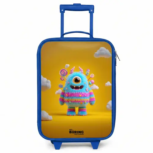 Snoep - Monster - Regenboog Kinderkoffer - Blauw klein -3d