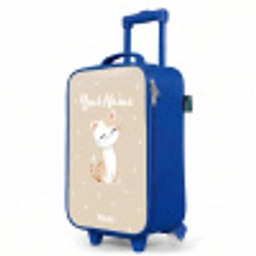 Kat omringd door beige stippen Kinderkoffer - Blauw klein -productfoto_schuin
