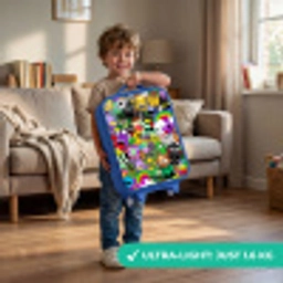 Chaotisch kleurrijk monster patroon Kinderkoffer - Blauw klein -sfeer2_EN