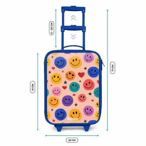 Vrolijk Smiley-patroon Kinderkoffer - Blauw klein -productfoto_formaten