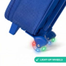 Vrolijk Smiley-patroon Kinderkoffer - Blauw klein -wiel_EN