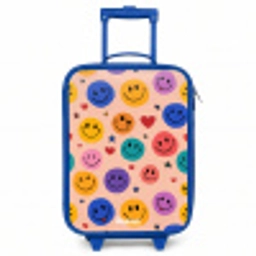 Vrolijk Smiley-patroon Kinderkoffer - Blauw klein -3d
