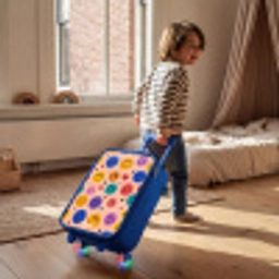 Vrolijk Smiley-patroon Kinderkoffer - Blauw klein -sfeer1