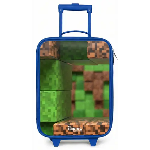 Close-up met pixelachtige blokken Kinderkoffer - Blauw klein -zz3dotto