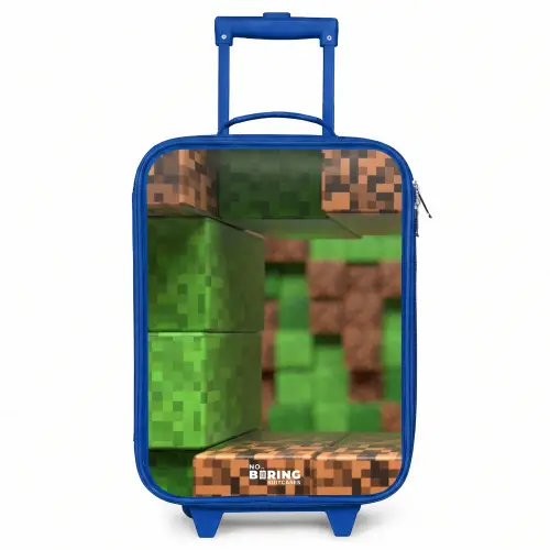 Close-up met pixelachtige blokken Kinderkoffer - Blauw klein -3d